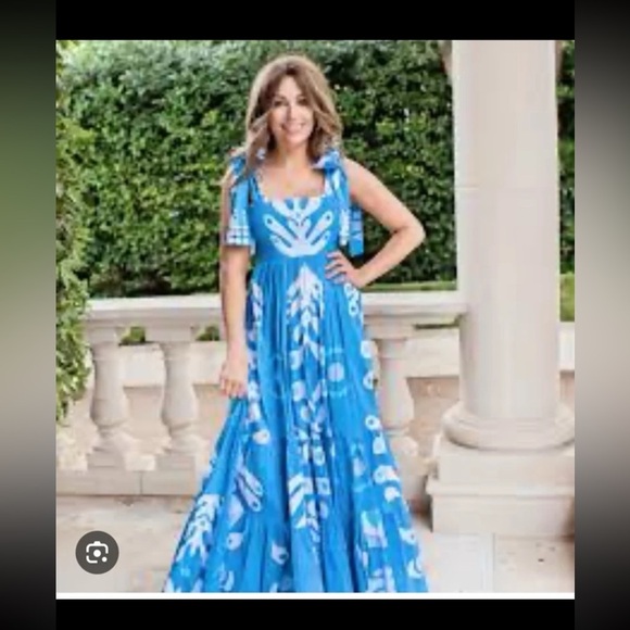 Sheridan French Kelly Maxi Dress in Blue Ink Dot 
size Small - Picture 12 of 12